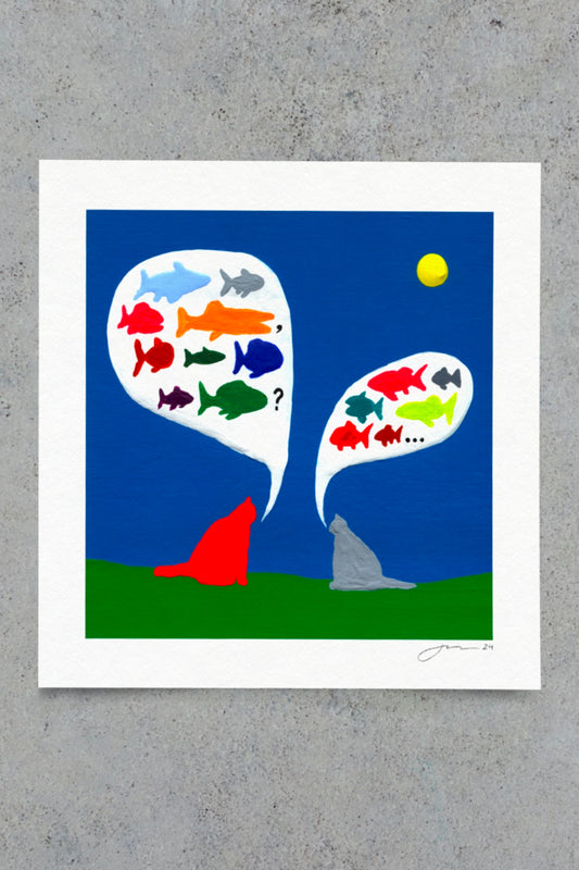 Cats Talking 8"x8" Print