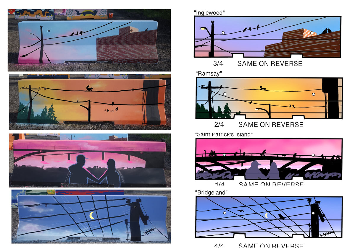 YYC BUMP G7 Summit Road Works Barriers, sketches