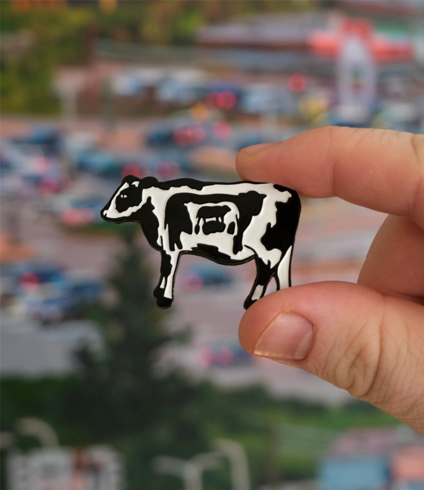 Infinity Cow Enamel Pin, alternate view